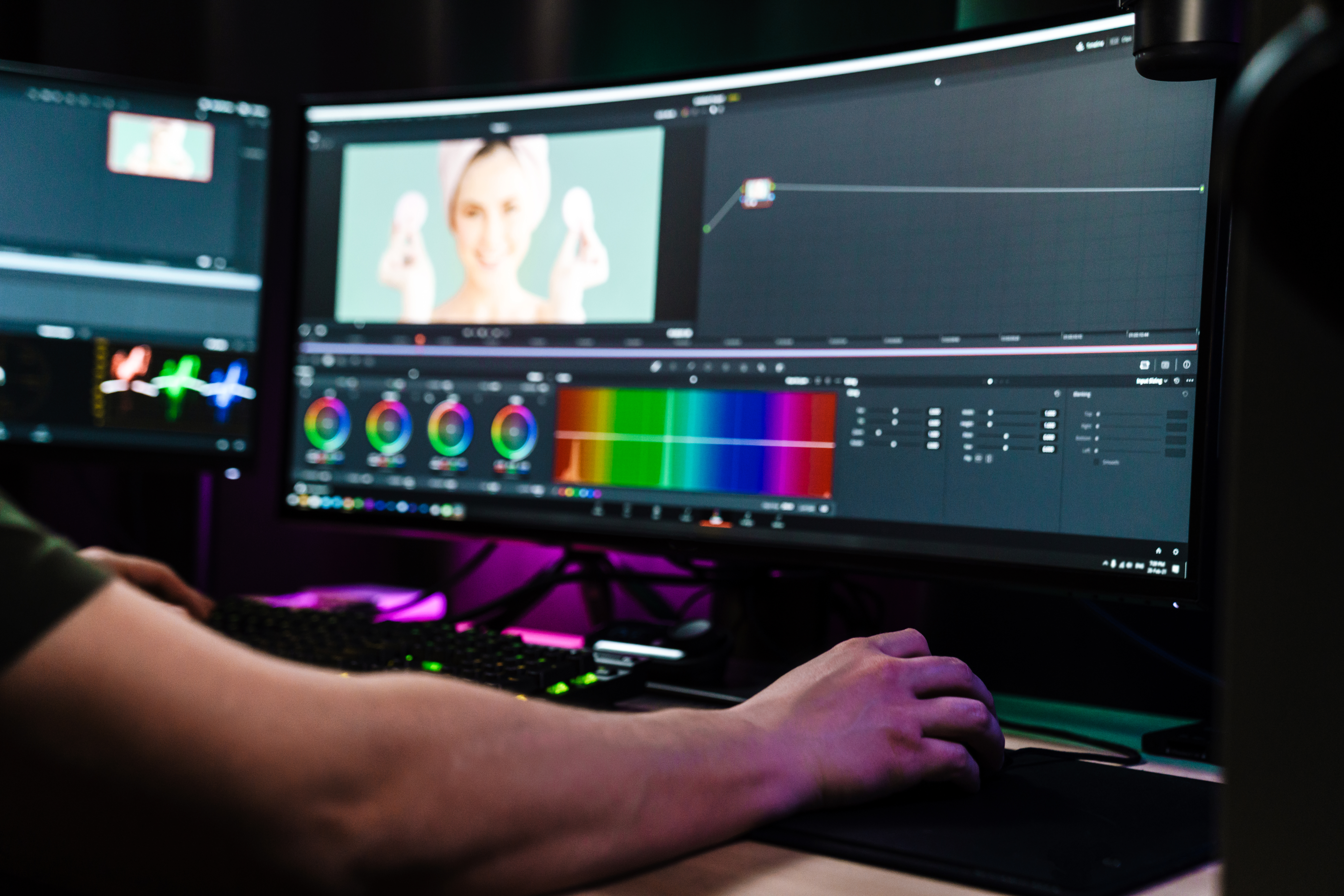 Back view of a young white man video editor 2026 01 08 05 34 11 utc